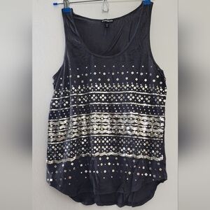 Express Gray Sequin Embellished Tank Top